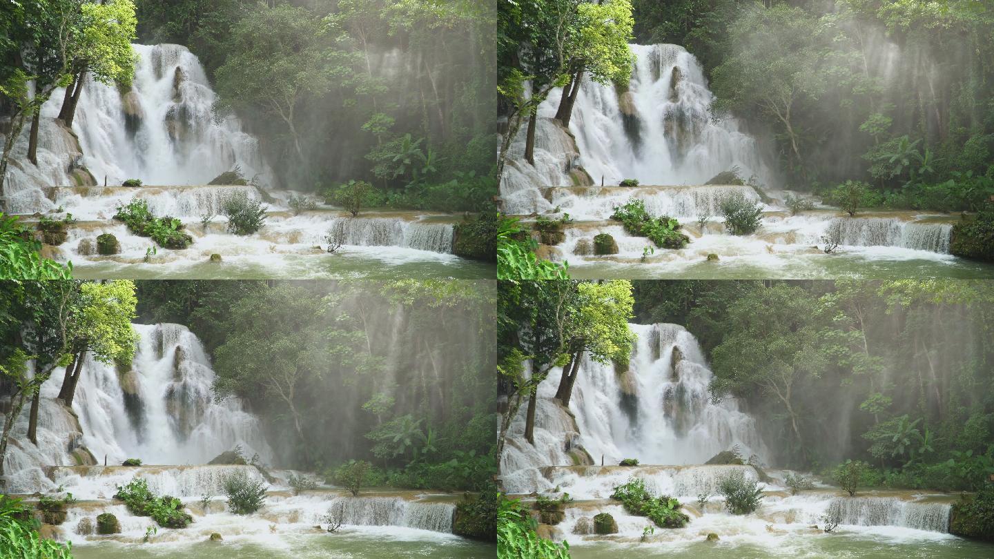 老挝琅勃拉邦的匡寺瀑布。