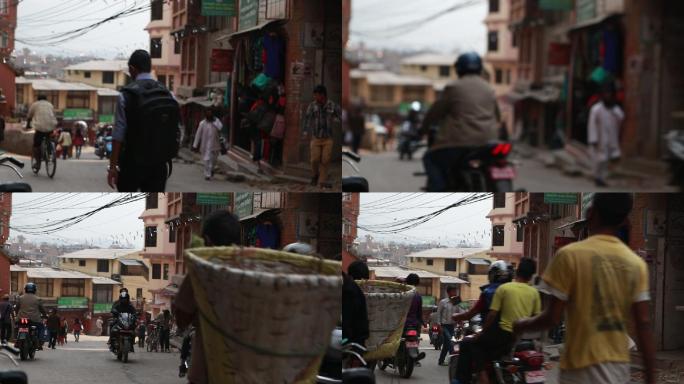 尼泊尔加都 寺庙 广场古迹 街道 行人车