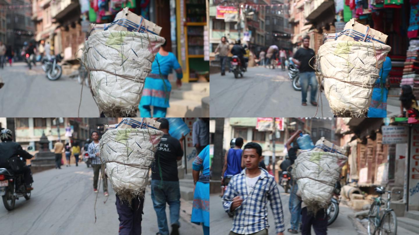 尼泊尔加都 寺庙 广场古迹 街道 行人车