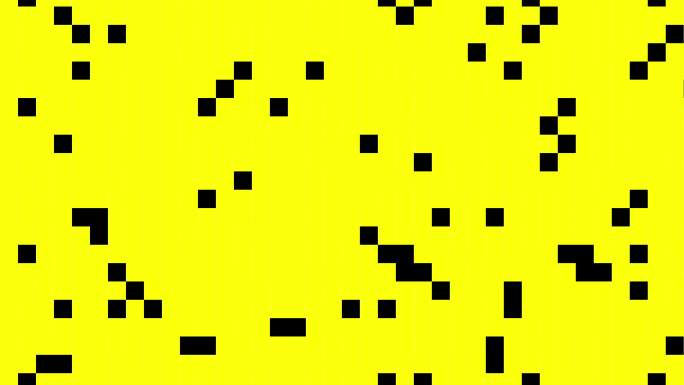 在黄色背景上闪烁的随机黑色方块