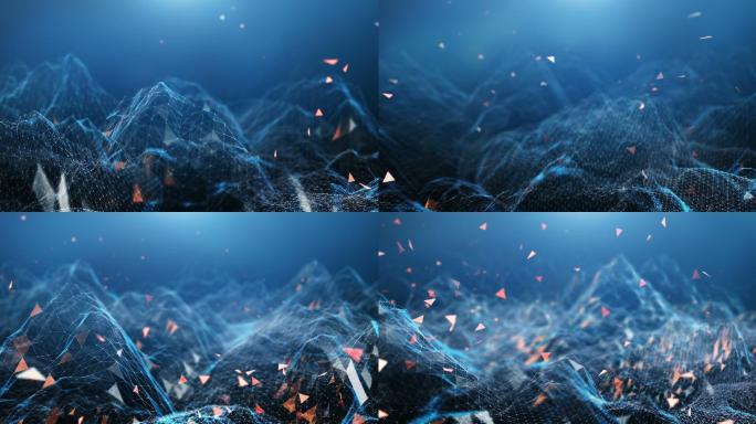 蓝色动画抽象背景高山山体山地山脉穿梭穿越