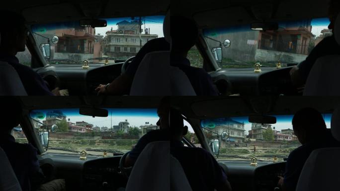 尼泊尔 加都 乡农村 道路 汽车行人