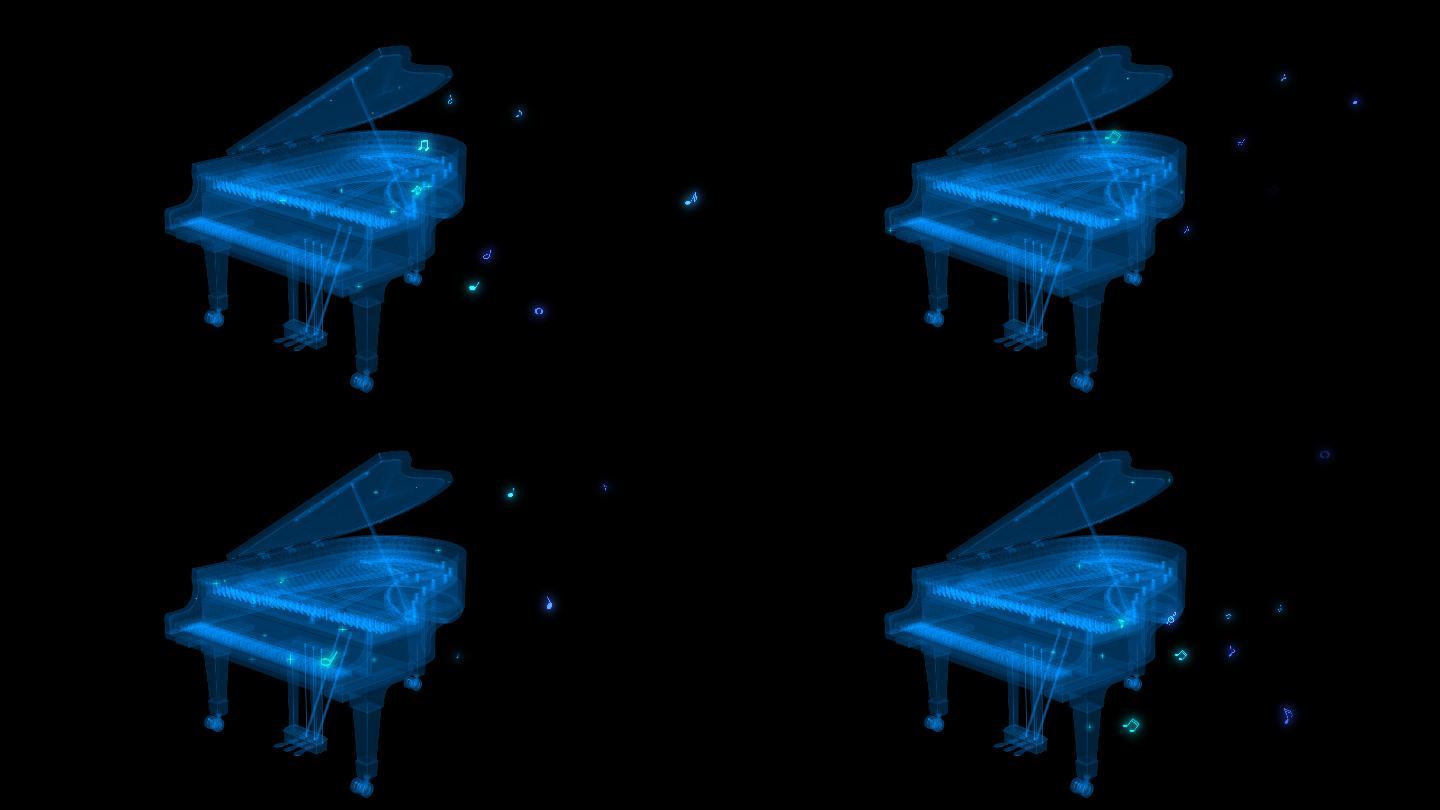 4K三维光影钢琴通道循环