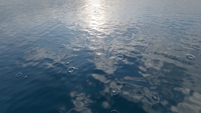 下雨的湖面