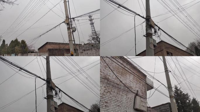 电线 电力 乡镇用电 杂乱的电线 电线杆