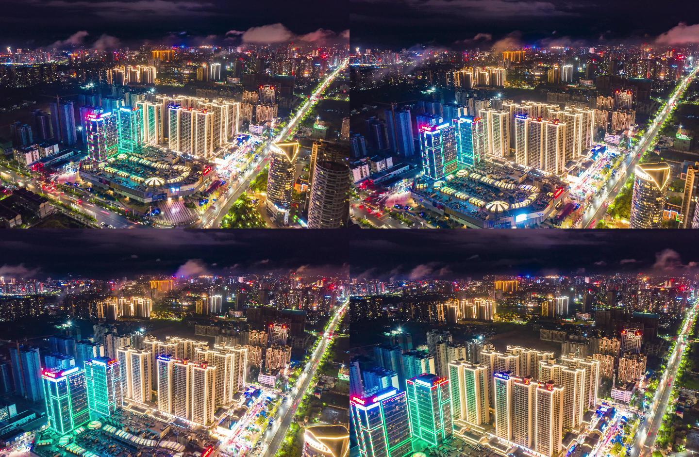 怀化万达广场航拍夜景延时摄影