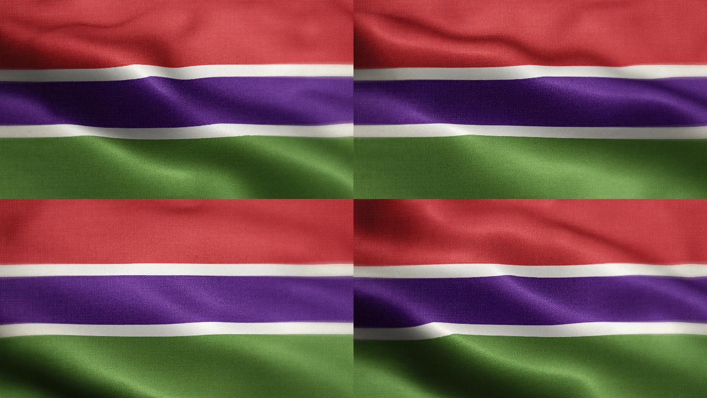 冈比亚国旗动画舒展吹拂起伏波纹