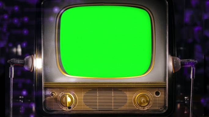 复古绿色屏幕电视的特写镜头