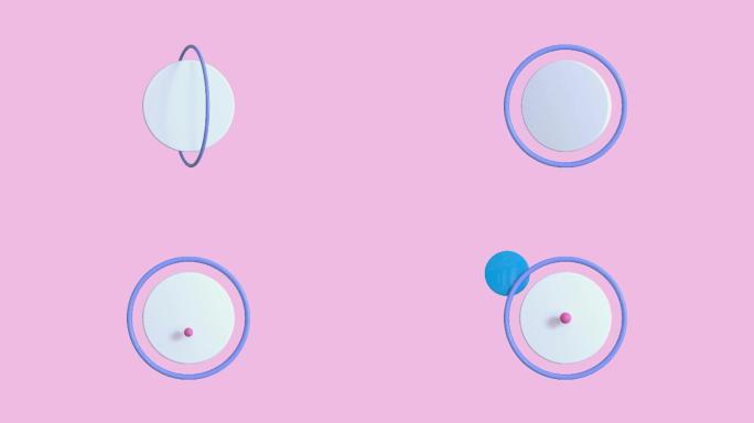 粉色场景几何圆形状抽象运动图形3d渲染
