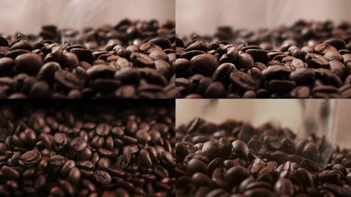 咖啡豆 掉落的咖啡豆 微距烘烤咖啡豆