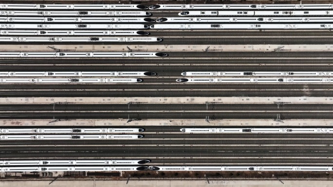 疫情封城交通管制，高铁动车停运，停靠站内