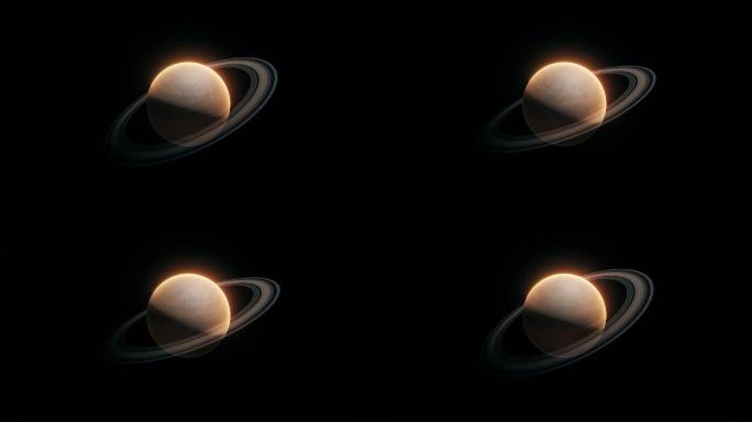黑色背景上的土星宇宙奥秘探索行星天体运行