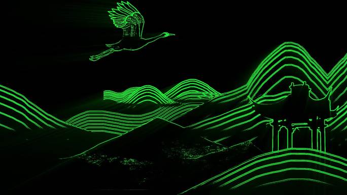激光山水-中国风水墨画投影-唯美激光秀