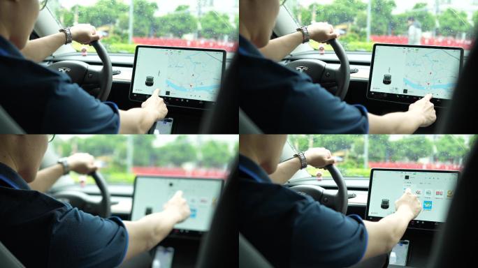 【4K正版】商务男士驾驶特斯拉新能源车