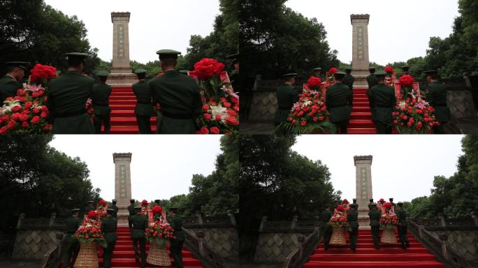 清明节革命烈士纪念碑献花篮扫墓缅怀先烈