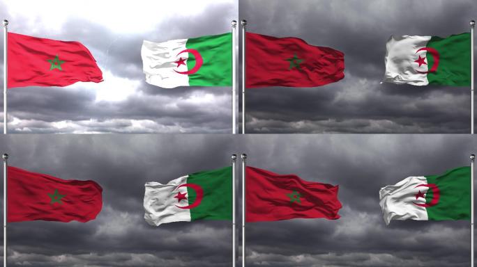 摩洛哥和阿尔及利亚相互挥舞旗帜