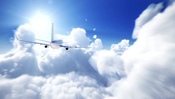 云层之上的飞机特效视频