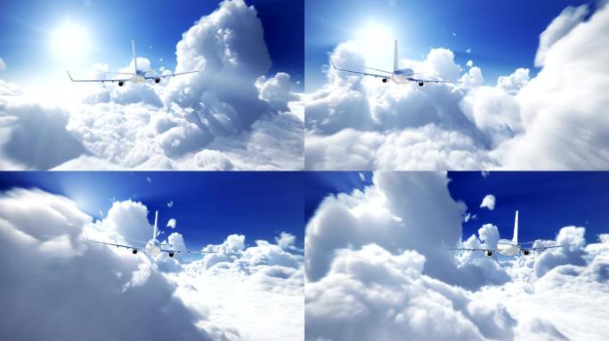 云层之上的飞机特效视频