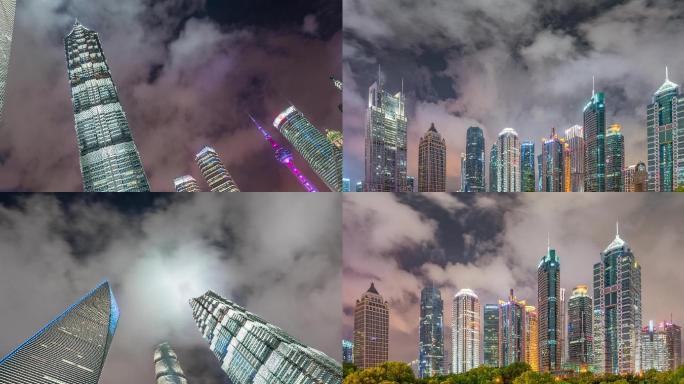 上海陆家嘴地标建筑夜景