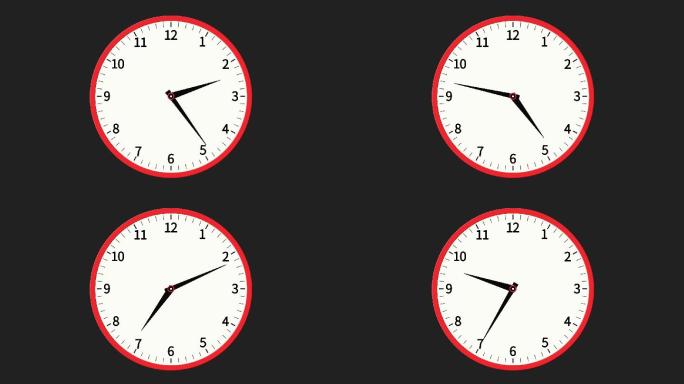 钟表12小时快速旋转红
