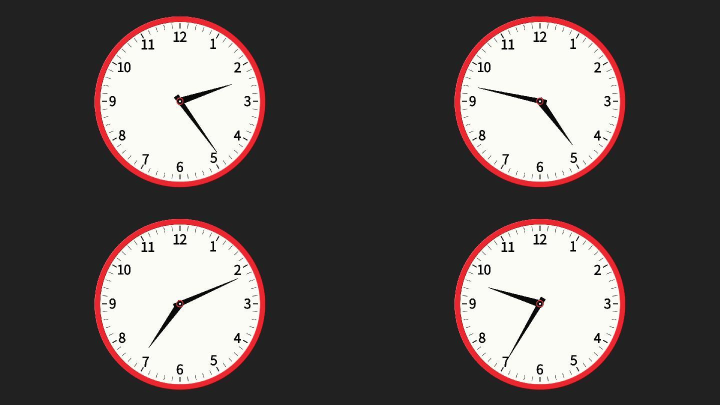 钟表12小时快速旋转红