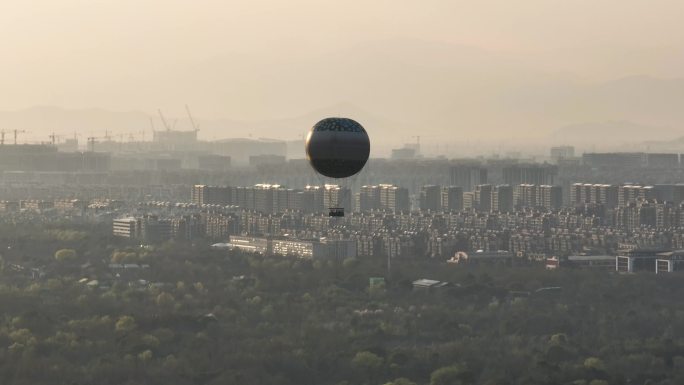杭州西溪湿地热气球4k航拍