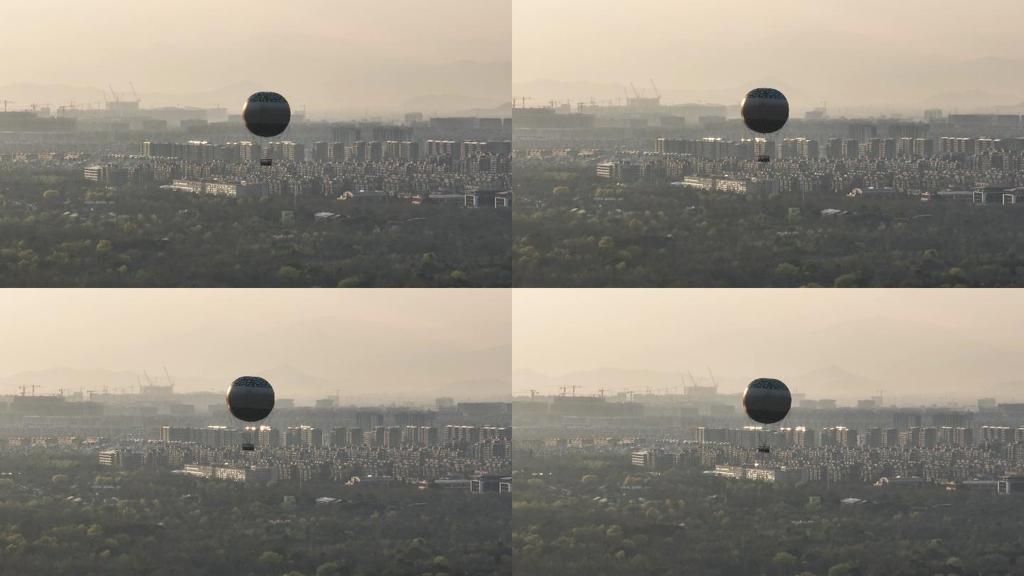 杭州西溪湿地热气球4k航拍