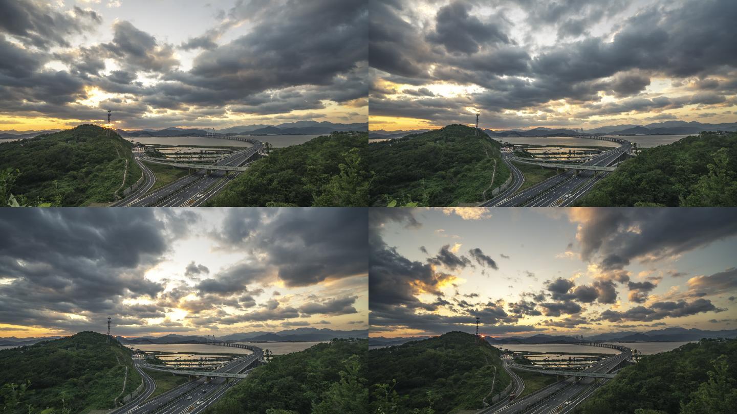 玉环海岛高速公路互通延时摄影