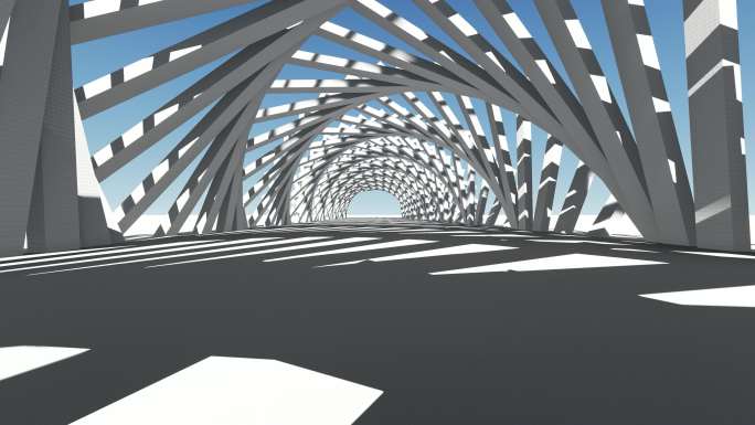 驾车穿越未来派抽象隧道