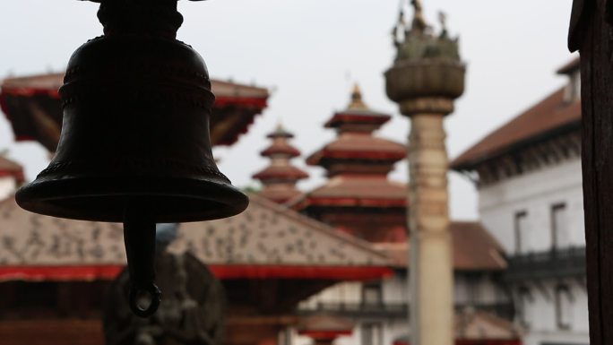 尼泊尔加都 寺庙 广场古迹 街道 行人钟