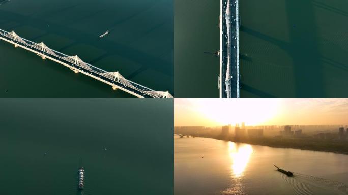 2022赣江江面挖沙船通过朝阳大桥