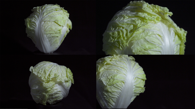 绿色蔬菜白菜包心菜卷心菜转盘旋转展示暗调