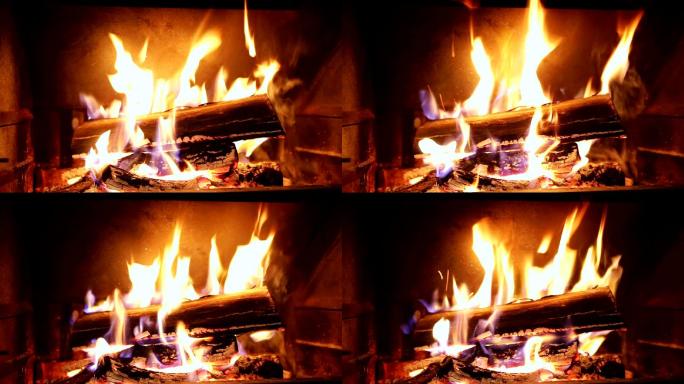 在壁炉里烧木头宣传片广告视频素材烧火做饭