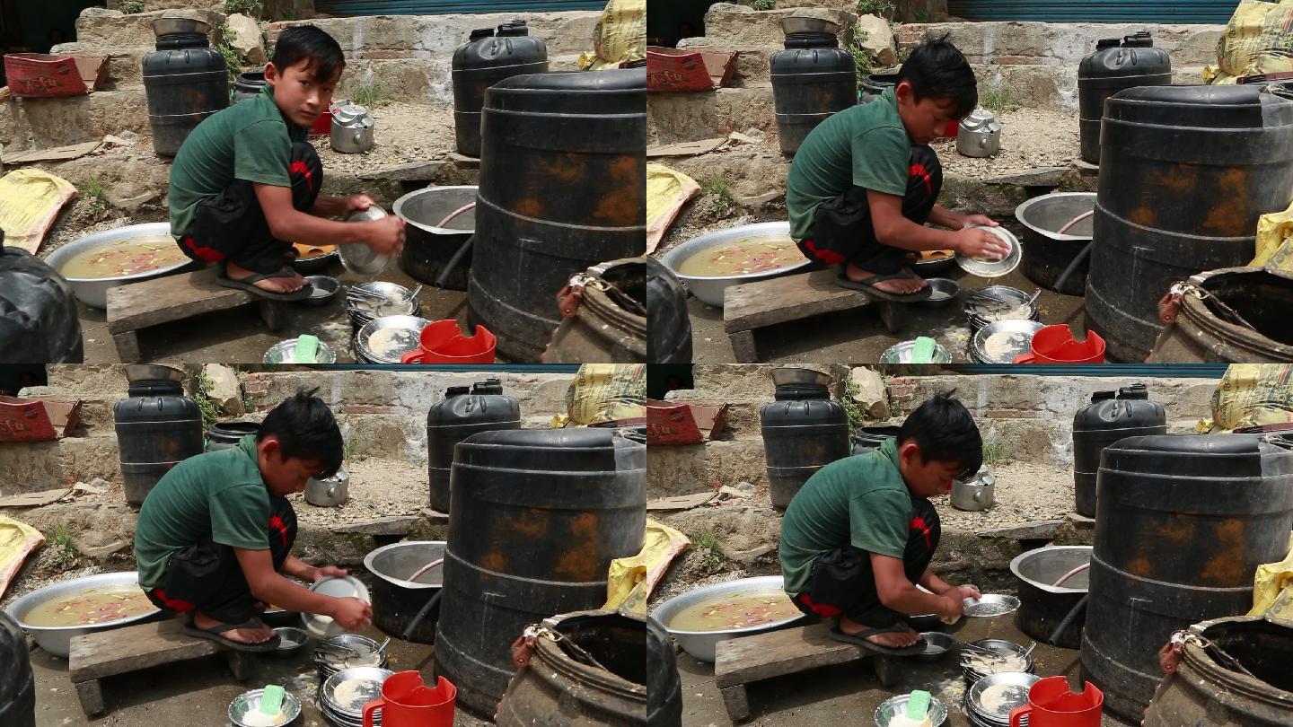 尼泊尔加都 街道 市井生活 百姓 小孩