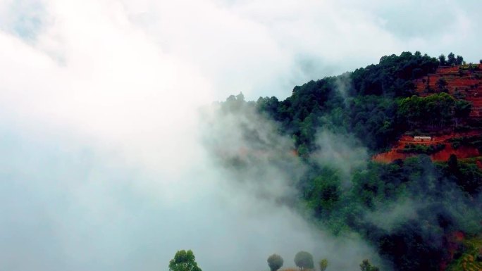 航拍 穿越迷雾 山景  云海