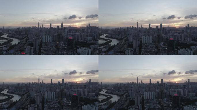 4K航拍深圳福田城市空景视频