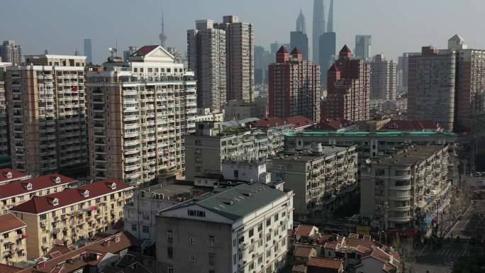 4K原素材-航拍上海老城厢城市全景