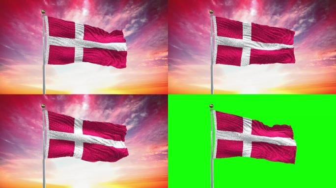 丹麦国旗特效视频