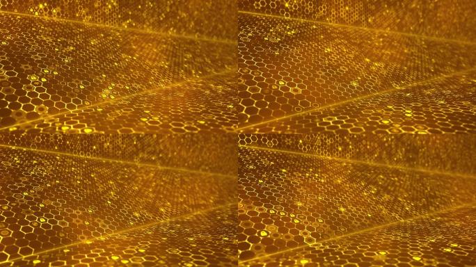 六边形网格背景科技蜂窝背景金色