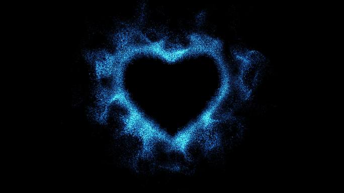 黑色背景上的蓝色粒子心形