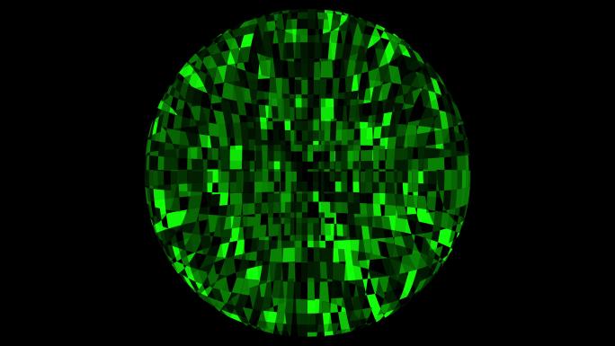 抽象的绿色图案在球体表面闪烁