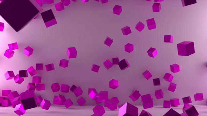 紫色立方体爆炸特效视频
