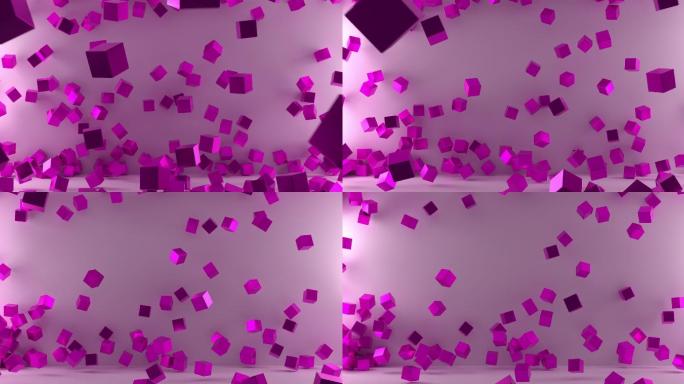 紫色立方体爆炸特效视频