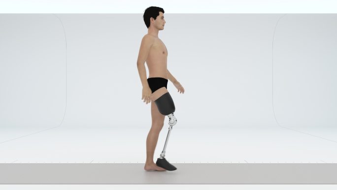 有假腿的男人动画男性义肢假腿行走康复训练
