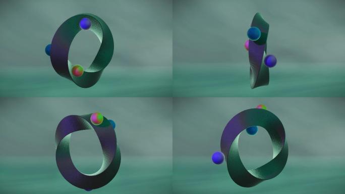 抽象蓝色扭曲圆环特效视频可循环3D