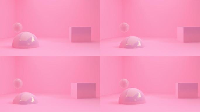 粉色3d抽象风格多边形动画