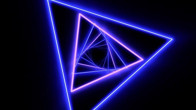 霓虹几何三角形线框前冲空间背景