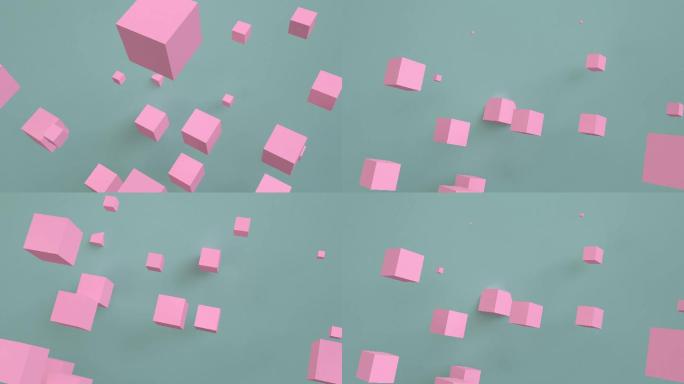 3d渲染抽象运动卡通三维方块立方体空间色
