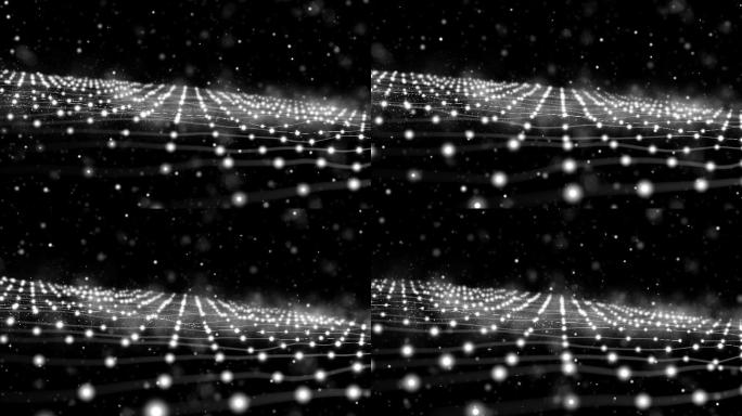 抽象粒子背景效果特效黑白光斑波浪线条