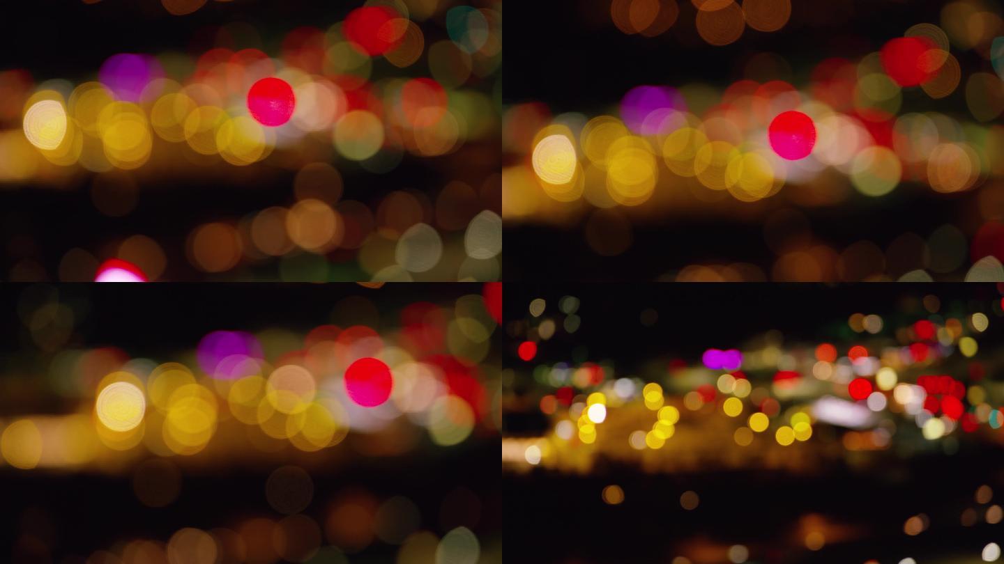 城市 夜景 霓虹灯 朦胧 车流意境空镜头